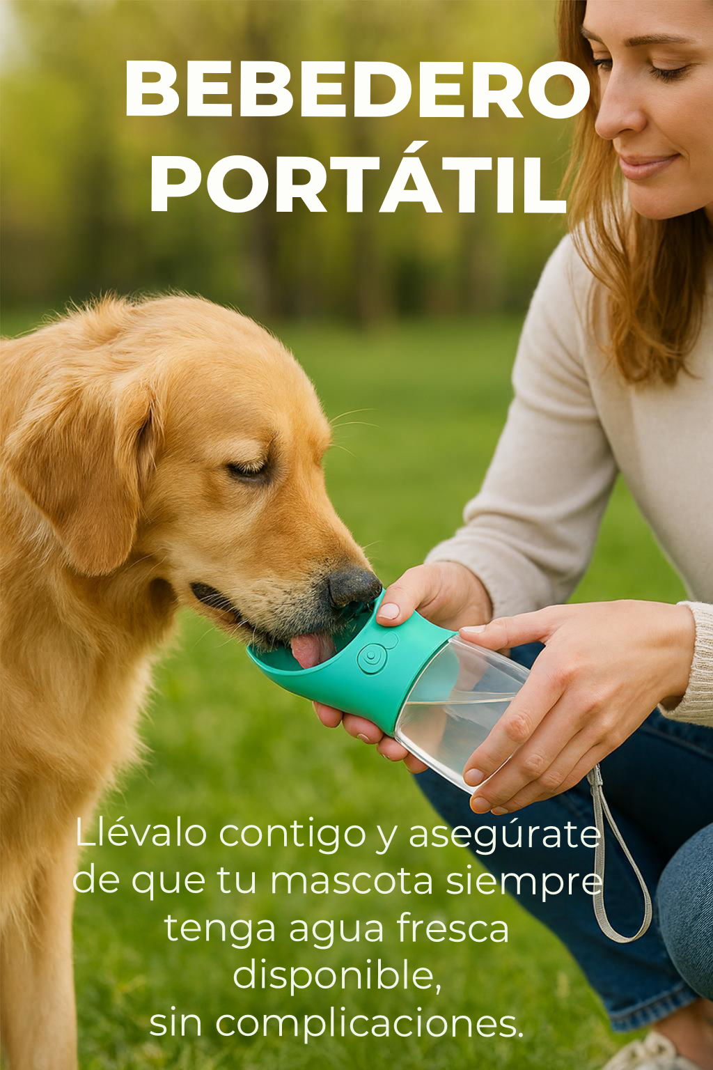 Bebedero Portátil para Mascotas con Botó