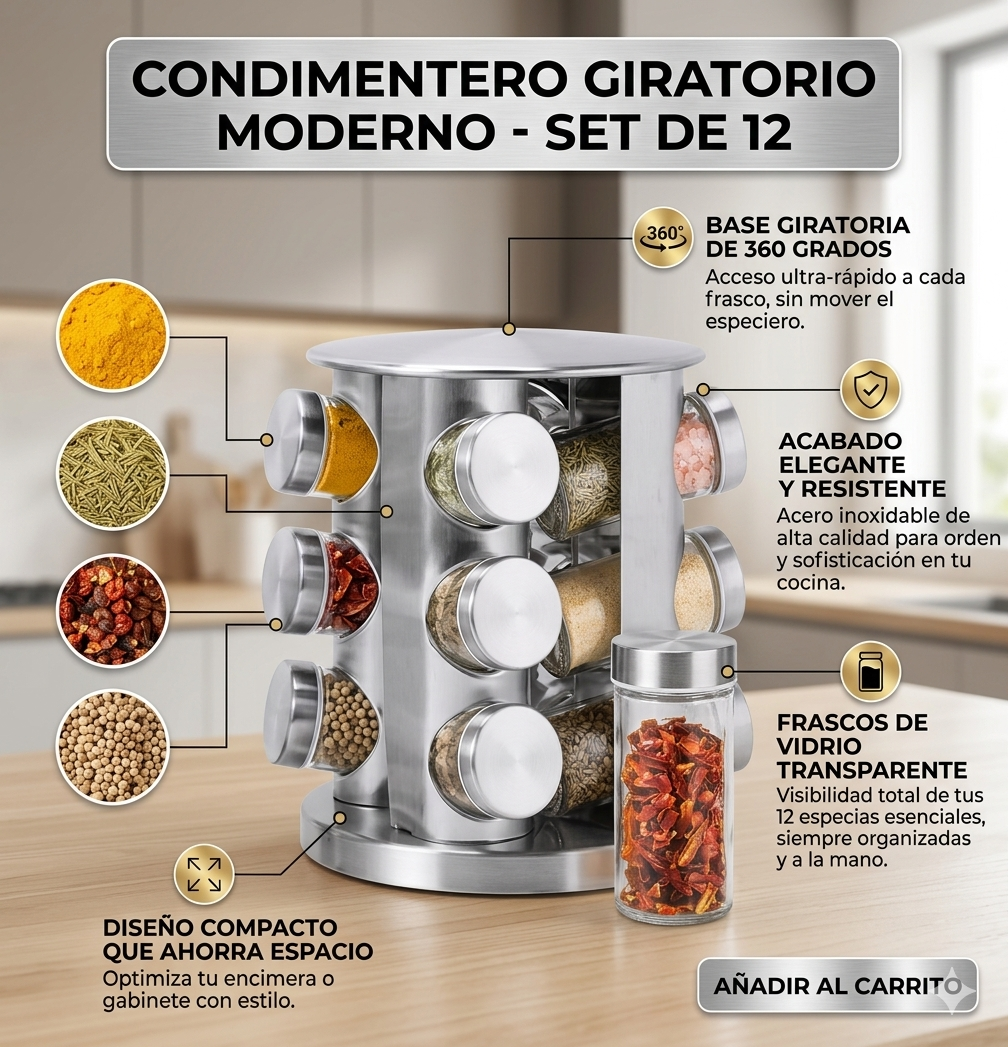 CONDIMENTERO GIRATORIO CON 12