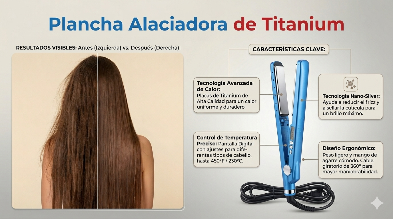 Plancha Alaciadora de Titanium Cabello