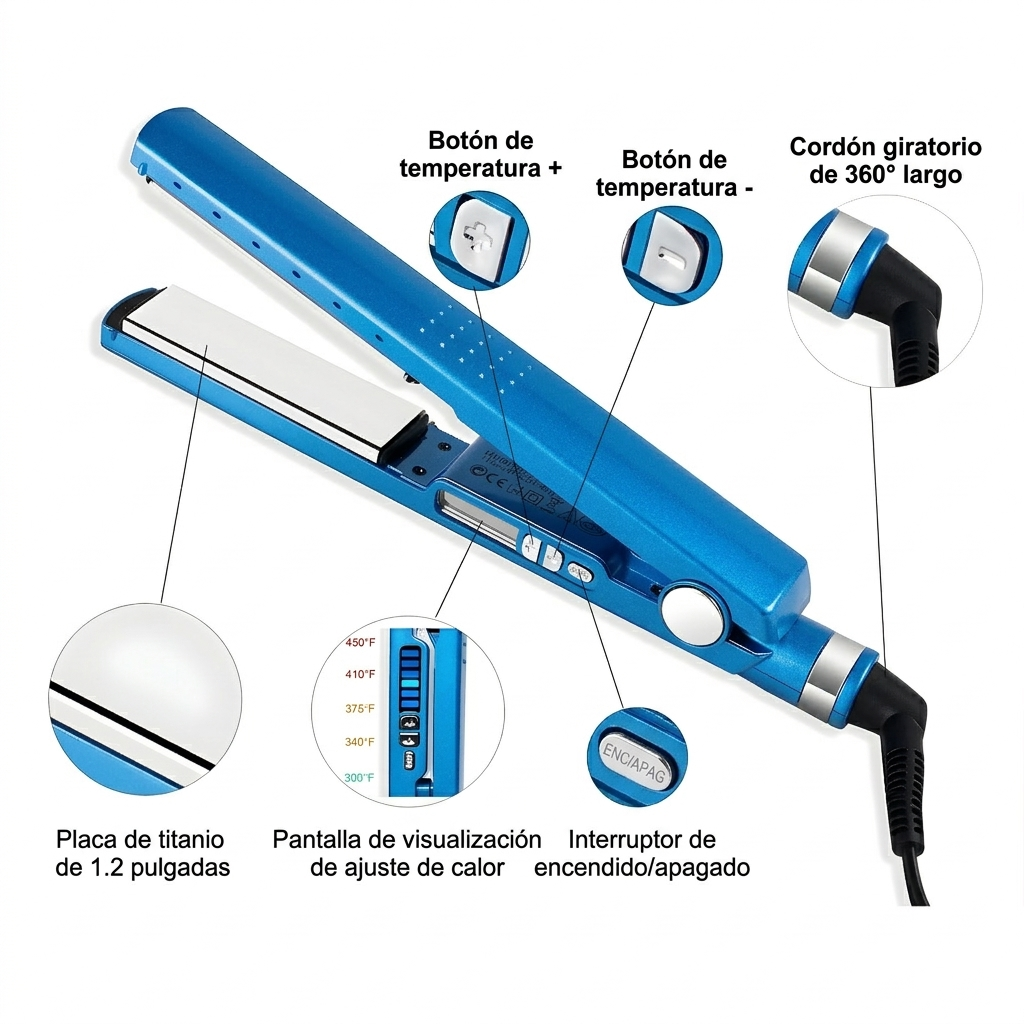 Plancha Alaciadora de Titanium Cabello