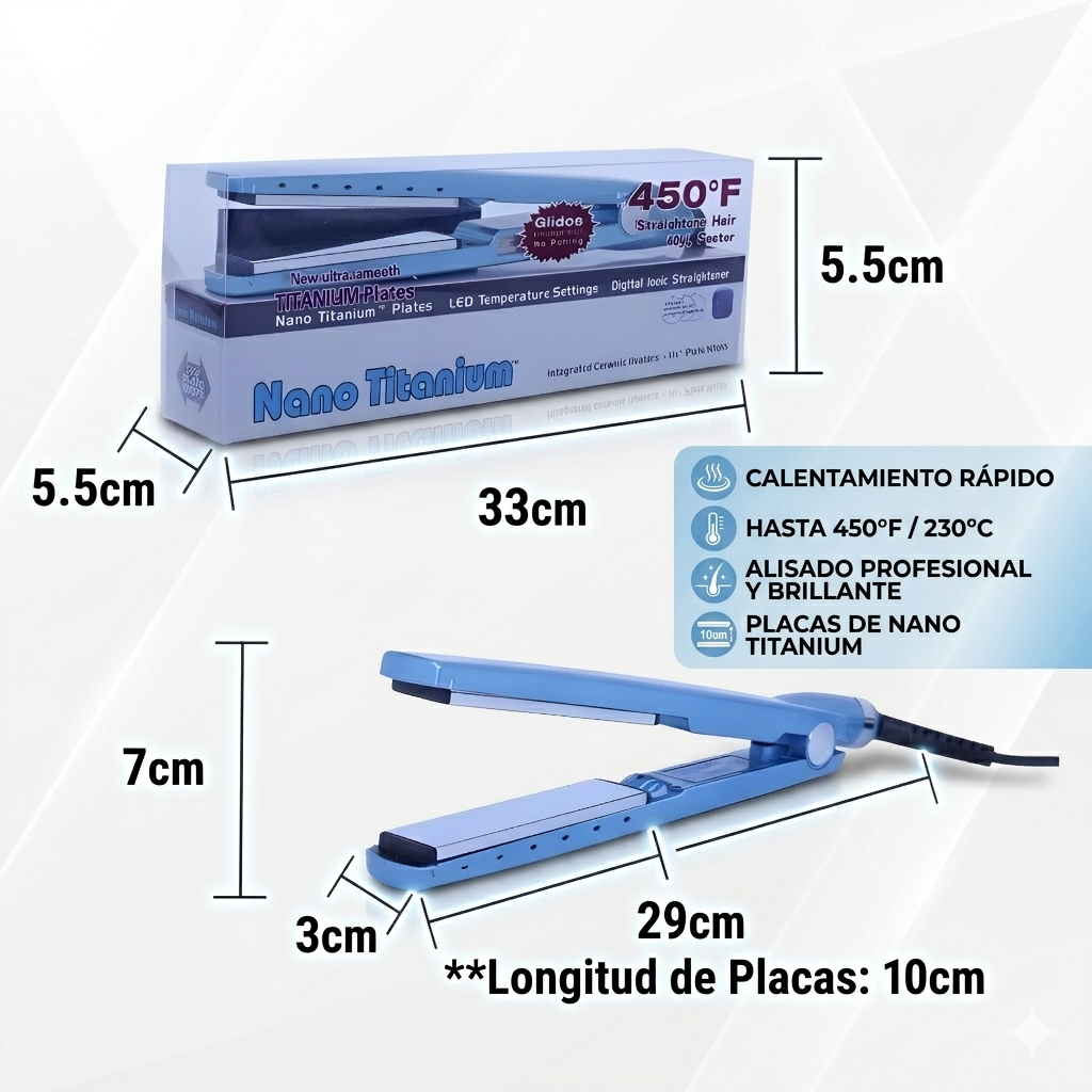 Plancha Alaciadora de Titanium Cabello